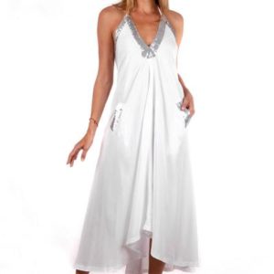 Halter Maxi Dress (White) - L